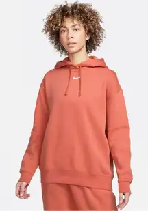Nike Women's S Sportswear Phoenix Fleece Oversized Pullover Hoodie Orange Coral