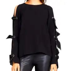 BCBGMaxAzria Black Top with Bow Accents