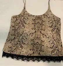 Rachel Zoe: Snake Print Cami Top with Lace Trim