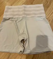 bebe Beige Shapewear Shorts with Patterned Waistband