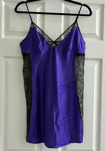 Y2K Victoria’s Secret Purple Black Slip Dress Spaghetti Strap Negligée…‎