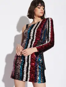 Sequin One Shoulder Mini Dress