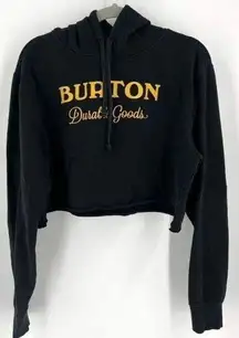 Burton Durable Goods Pullover Hoodie cropped black sweatshirt large raw hem