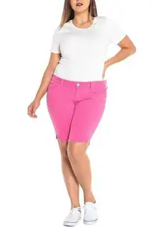 Slink Jeans Pink Curvy Stretch Longer length Bermuda Shorts womens plus 22 new