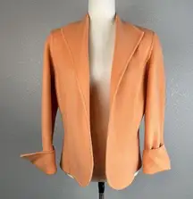 Tesori Womens Sweater Jacket Blazer Cardigan Size S Mellon Orange Wool Cashmere