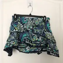 Aerie Womens Skort S Blue Floral Weekend Ruffle Layered Stretch Pull On NWT