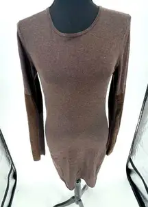 Mini rose brown sweater dress with suede sleeves, size‎ small
