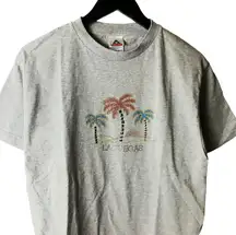 Vintage Y2K Las Vegas T Shirt Gray Medium M Rhinestones Palm Trees Graphic Tee
