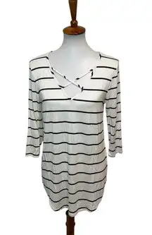 NWT Stitch Fix Emory Park Dulce 3/4 Sleeve Striped Top Off White Size Medium