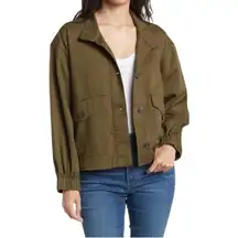 Madewell Bayview Balloon Sleeve Jacket Button Front Olive Green Size XXS Utility