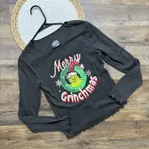 Dr Seuss The Grinch Long Sleeve Cropped Top Size Medium Merry Grinchmas