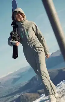 New! Free People‎ Movement All Prepped Ski Suit in grey olive, size M