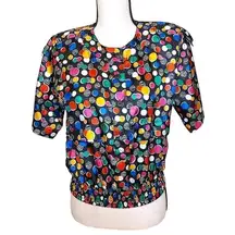 Notations Petite Vintage Size 4 Polka Dot Colorful Padded Shoulders USA Retro Sh