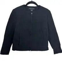 Ralph Lauren Jacket Black Label Black Silk Embroidered Zip Front Blazer