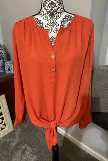 Karen Kane size XL coral long sleeve blouse