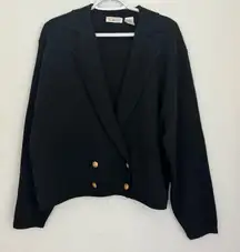 Vintage  Double Breasted Gold Buttons Black Cropped Blazer Jacket Size L