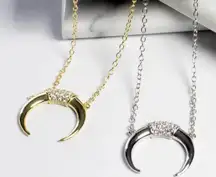 NEW Women's Gold-Plated Crescent Moon‎ Horn Necklace Size 16 + 2”