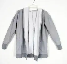 Grey Open Cardigan Hoodie Sweatshirt