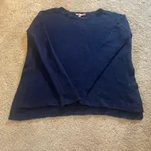 Calypso St Barth Cashmere Relaxed Long Sleeve Split Side Sweater Navy XS