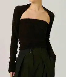 Storets Boucle Bolero and Strapless Tub Top Set Black (s/m) going out party