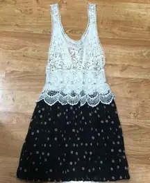 BKE  Lace and Polka Dot Dress Size Medium Pleat