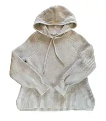 GAP Chunky Ribbed Knit Hooded Sweater Gray Cotton Womens Size Small