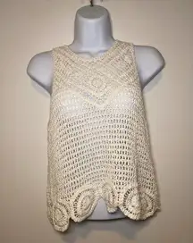 Vestique  Crochet Tank Top White Tops SIZE S/M