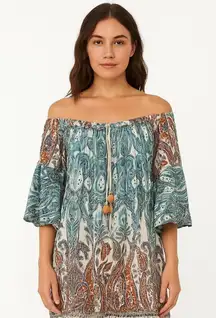 EST. 1946 Plus Size 22 Boho Chic Paisley Off-Shoulder Dress Multicolor