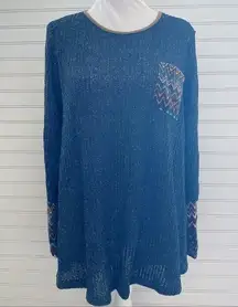 Tribal pocket tunic Sweater Size Large NEW