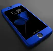 iPhone 8 Royal Blue 360 Shockproof Case Woh Screen Protector 