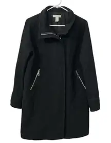 H&M Black Wool Blend High Collar Coat(Size 8)