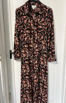 Elle NWT  Floral button down maxi dress with waist belt size large