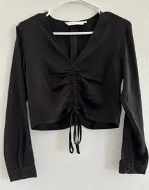 ASTR The Label Top Womens Small Black Crop Cinch Festival Party Edgy Goth Rock‎