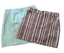 Y2K Miniskirt Nastygal/Forever 21 Lot Of 2  Small Medium Blue Pink Solid Stripes