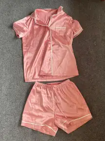 Pink silk pajama set 