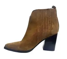 Marc Fisher Maree Boot Women 8M Brown Caramel Suede Ankle Heel Bootie Western