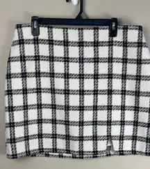 Arula Berkeley Plaid Tweed Mini Skirt 0X New Black Ivory