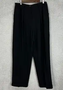 Jones New York Pants womens 14 black wool wide leg rolled cuff office siren NWT