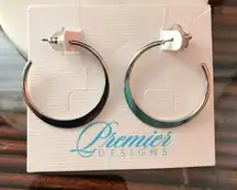 Premier Designs Earrings Hoop Silver Tone Color NWT