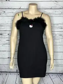 Dolls Kill  x Hello Kitty and Friends NWT Sz 2X Black - Faux Fur Trim Tank Dress