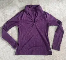 Eddie Bauer Womens Purple Paisley 1/2 Zip Long Sleeve Pullover, Size Medium