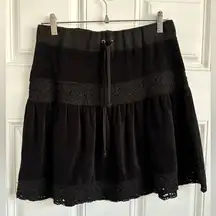 Vintage Y2K JUICY COUTURE black terry cloth & Crochet Skirt size medium