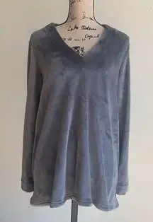 Natori Velour Oversized Gray Pullover Sweater