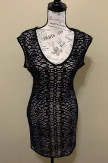 Black Lace Open Back Mini Dress