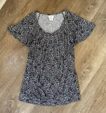 Oh Baby  short sleeve blouse Maternity top floral stretch Women’s sz M