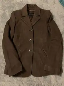 Wilsons Leather Womens Pelle Studio Jacket Brown Suede Lined SZ S 17.5x24