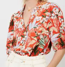 Maje Shirt In Printed Flowing Viscose in Red Blush Blouse Top size 3/ Large