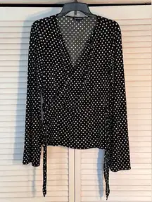 Polka Dot Wrap Top size L