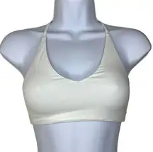 Skin Womens XS Halter Style Sports Bra White Racerback Organic Pima Cotton NWT