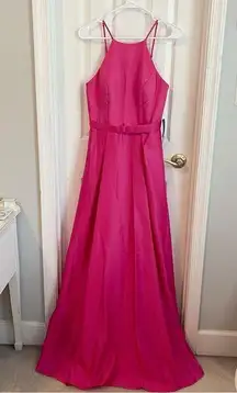 Hot Pink Floor Length Gown Prom Dress